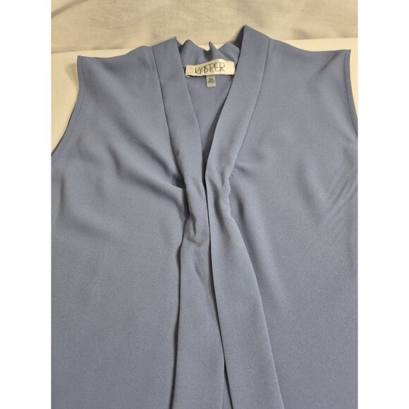 Kasper Women's Blouse Top Size XL Petite Sleeveless Tie-Neck Blue Heron (58) - Picture 3 of 10